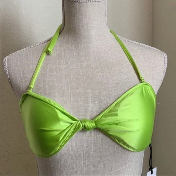 0331 NEW Kendall + Kylie Neon green Asymmetrical bikini set - Picture 5 of 9